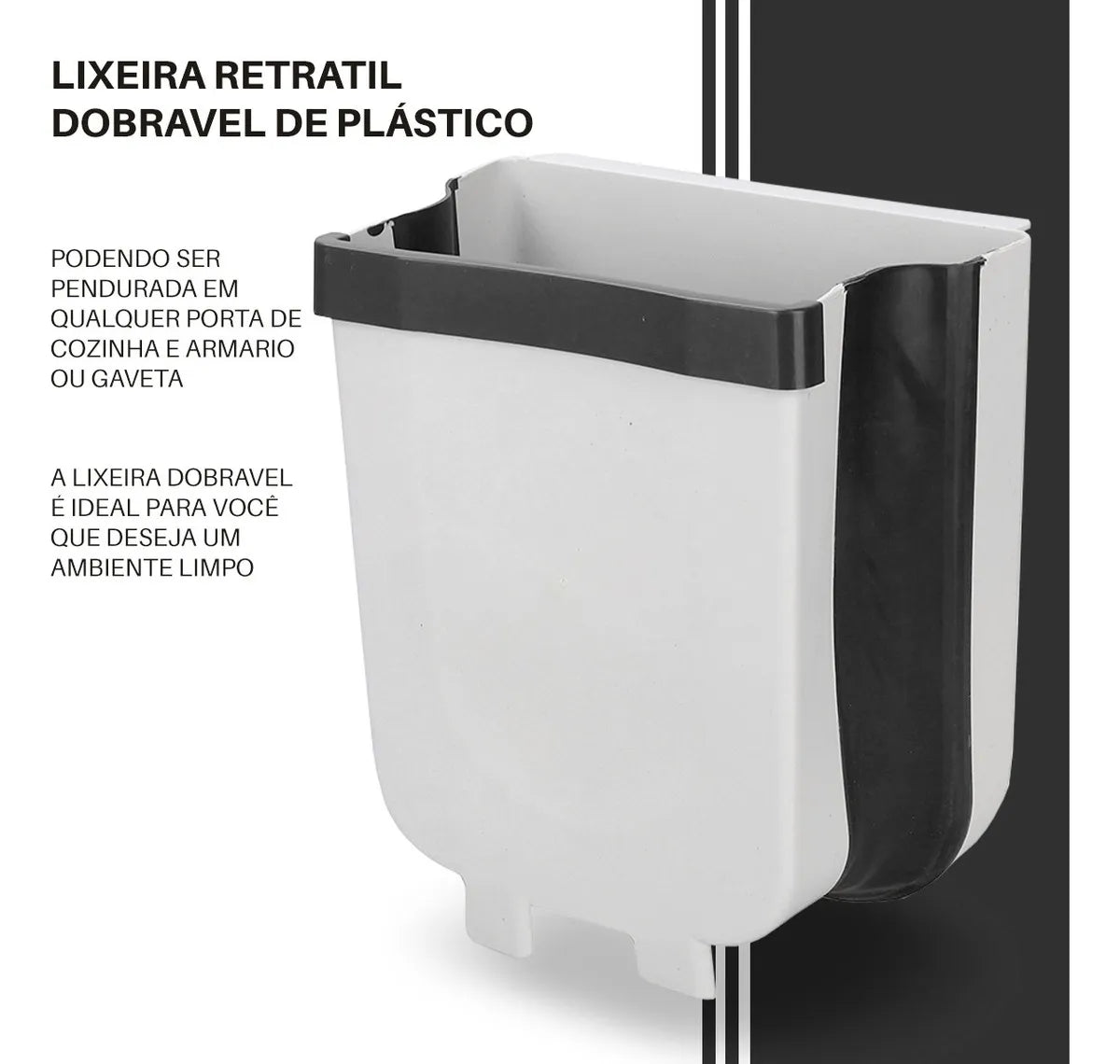 Lixeira Pia Para Cozinha Tampa Retrátil Suspensa Acoplável